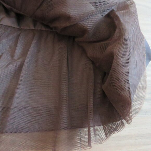 VINTAGE Y2K RW & CO Espresso Brown Satin Sweetheart Tulle Dress US 0 Prom Goth - Picture 15 of 15